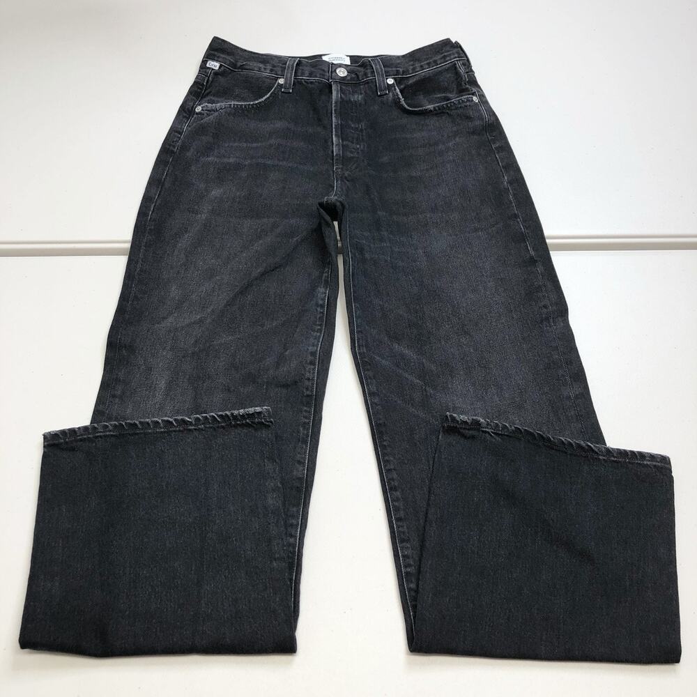 Citizens of Humanity Annina High Rise Straight Wide Leg Jean Washed Black 28x32